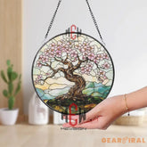 Cherry Blossom Tree Stained Glass Suncatcher Sakura Window Hanging Japanese Tree Glass Art Peaceful Nature Decor Spring